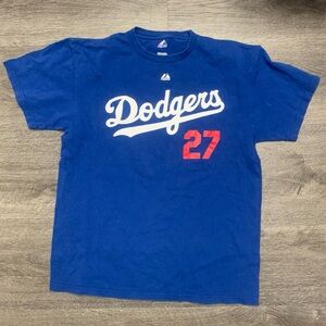 Matt Kemp #27 Los Angeles Dodgers MLB Blue T-Shirt Jersey Style Size Large